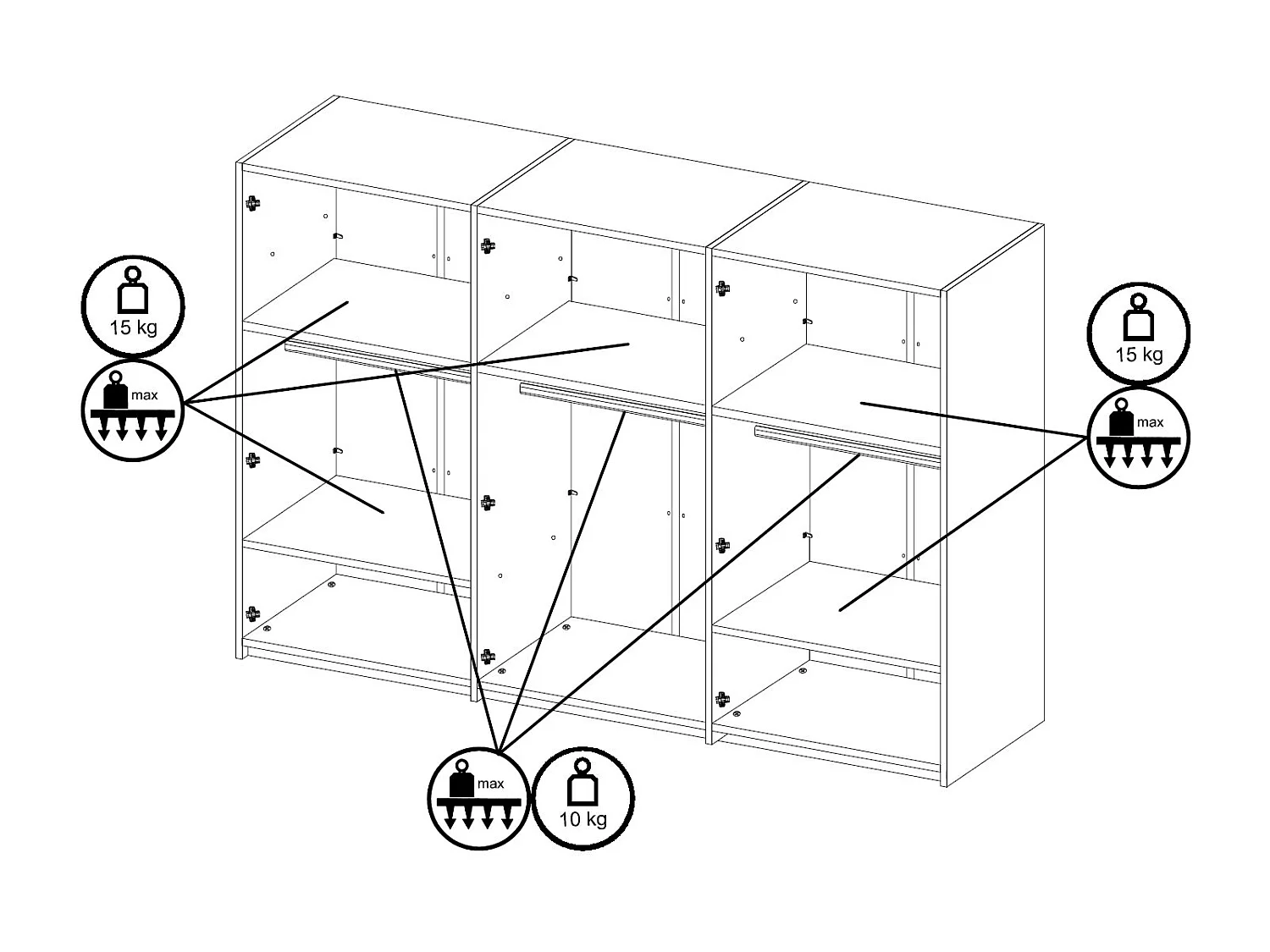 KLEIDERSCHRANK Italia weiß matt / weiß hochglanz 270 / 59 / 237cm