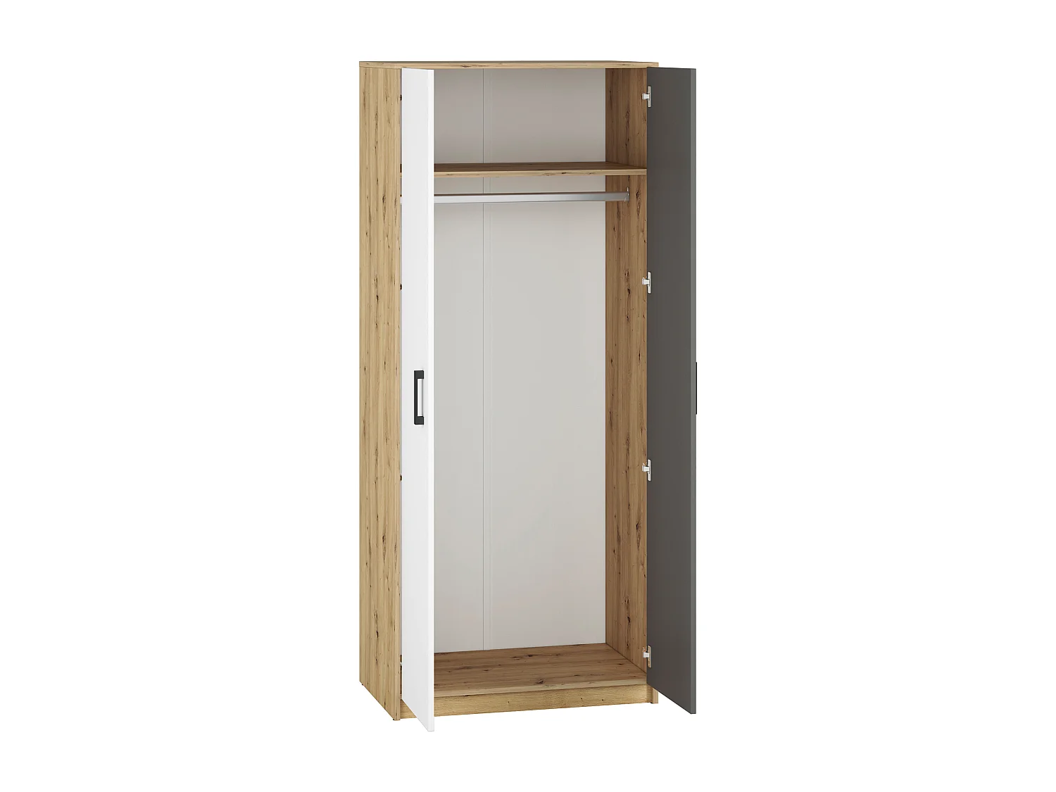 KLEIDERSCHRANK Fini Artisan Eiche / weiß / anthrazit 80 / 53 / 191cm
