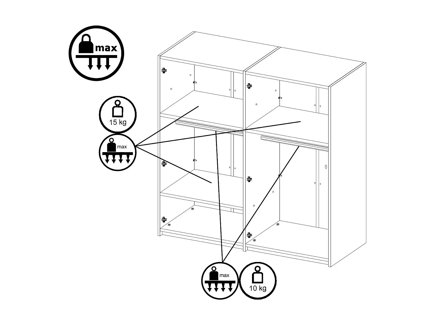 KLEIDERSCHRANK Italia weiß matt / weiß hochglanz 180 / 59 / 237cm