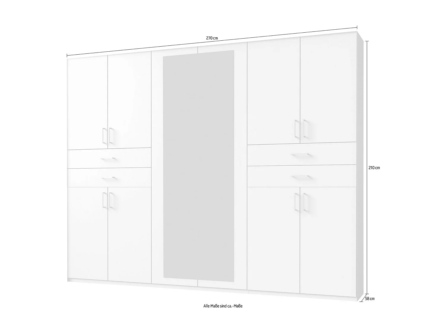 KLEIDERSCHRANK Taiga Weiß 270 / 58 / 210cm