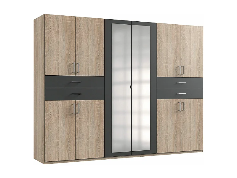 KLEIDERSCHRANK Taiga Eiche Sägerau / Graphit 270 / 58 / 210cm