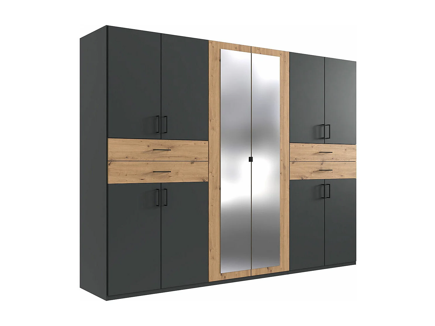 KLEIDERSCHRANK Taiga Graphit / Artisan Eiche 270 / 58 / 210cm