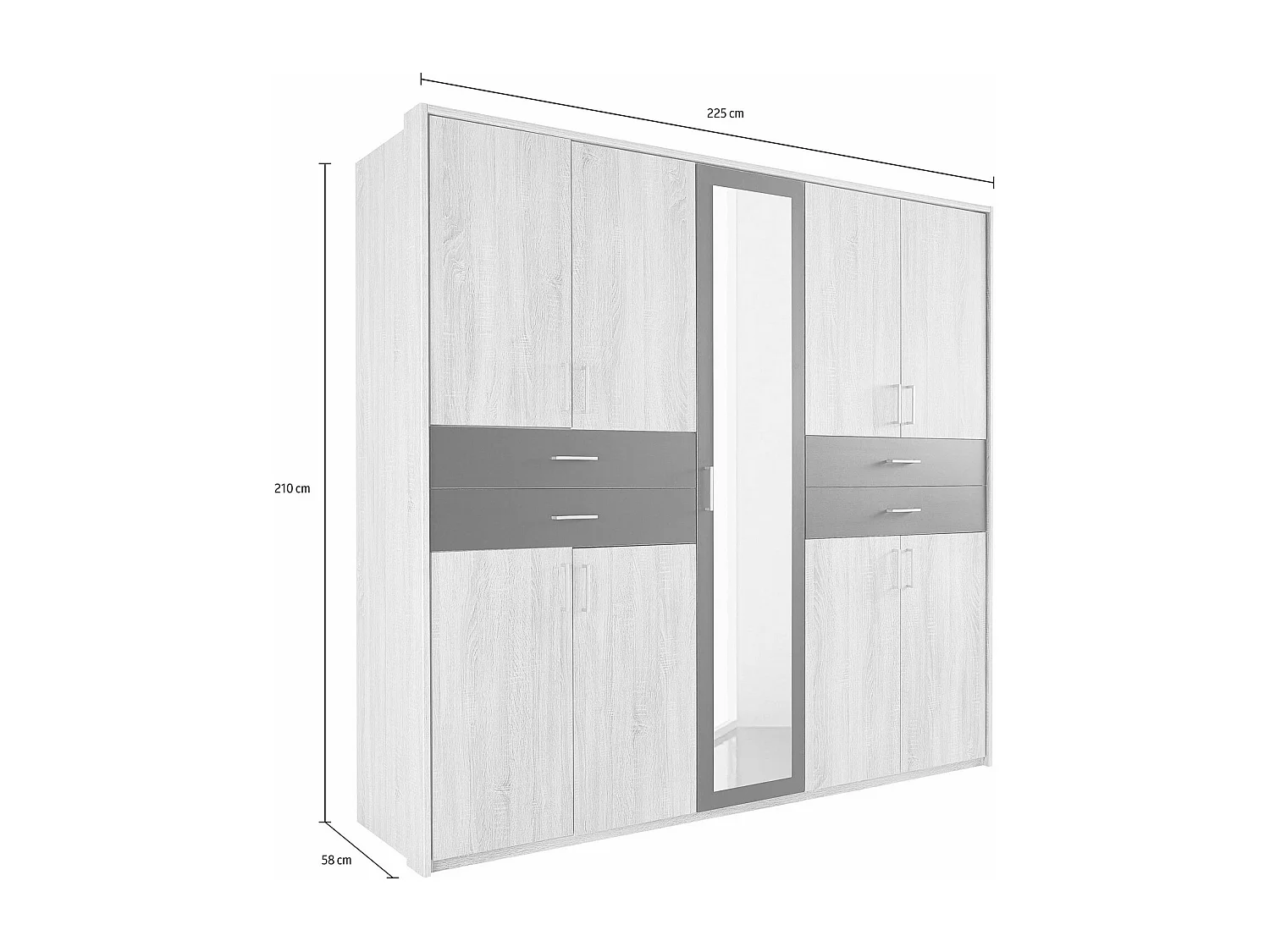 KLEIDERSCHRANK Taiga Graphit 225 / 58 / 210cm