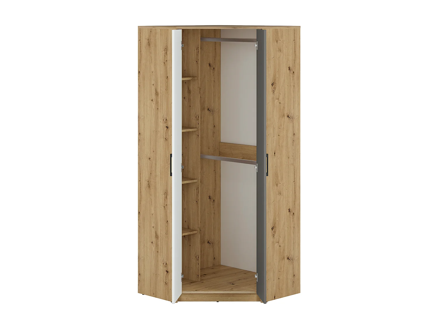 ECKSCHRANK Fini Artisan Eiche / weiß / anthrazit 82 / 82 / 191cm