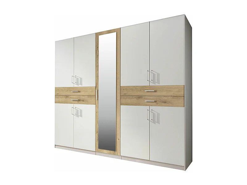 KLEIDERSCHRANK Taiga Weiß / Plankeneiche 225 / 58 / 210cm