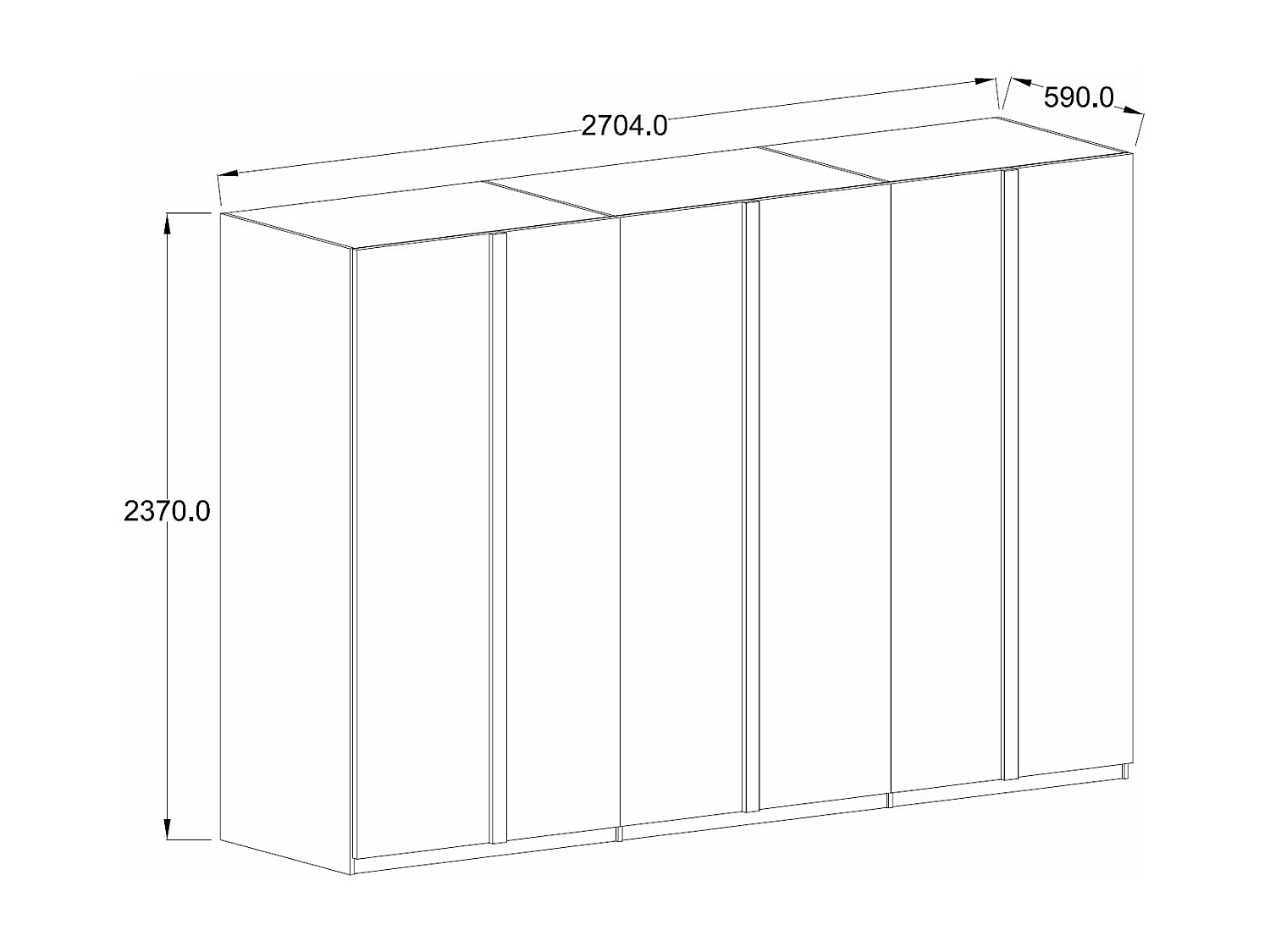 KLEIDERSCHRANK Italia weiß matt / weiß hochglanz 270 / 59 / 237cm