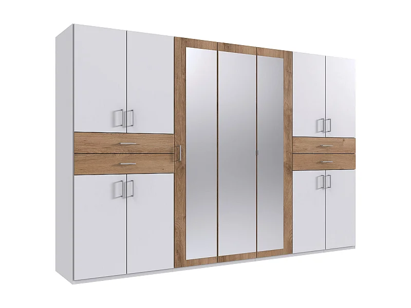 KLEIDERSCHRANK Taiga Weiß / Plankeneiche 313 / 58 / 210cm