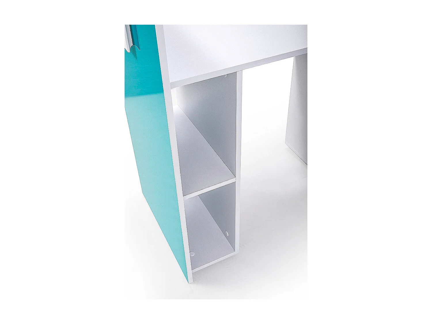 HOCHBETT Toledo Treppe rechts weiß / weiß Hochglanz - Griffe pink 93 / 248,5 / 123cm