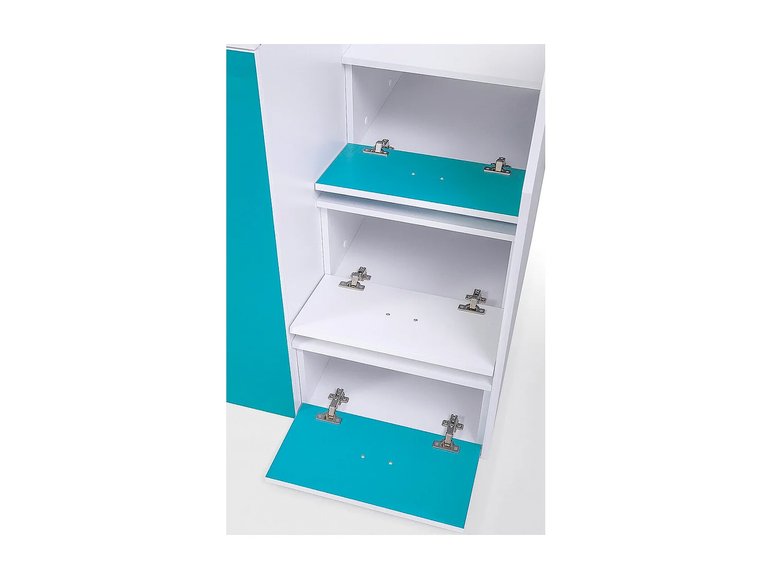 HOCHBETT Toledo Treppe links weiß / grau Hochglanz - Griffe weiß / grau 93 / 248,5 / 123cm