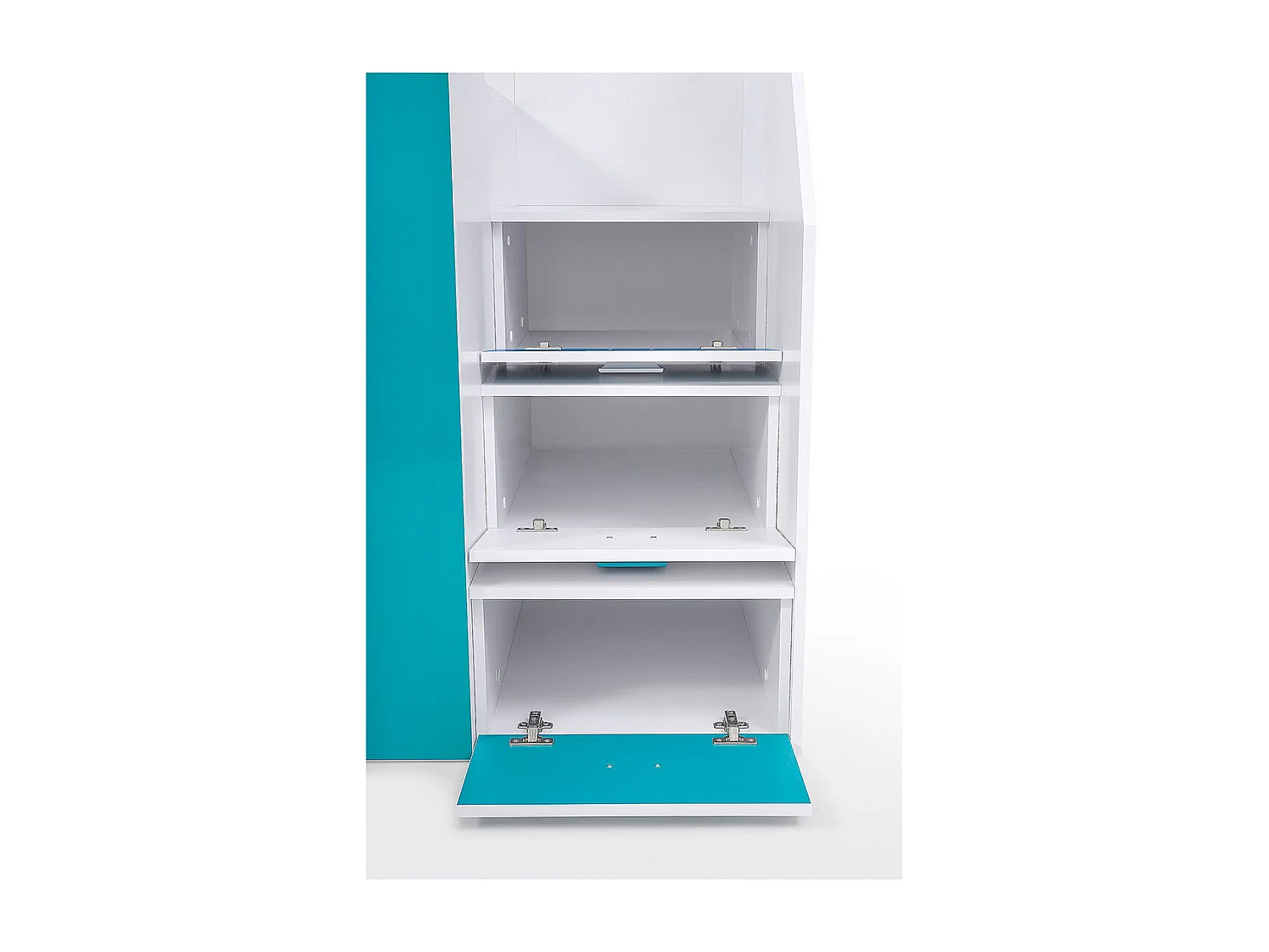 HOCHBETT Toledo Treppe rechts weiß / pink Hochglanz - Griffe weiß / pink 93 / 248,5 / 123cm