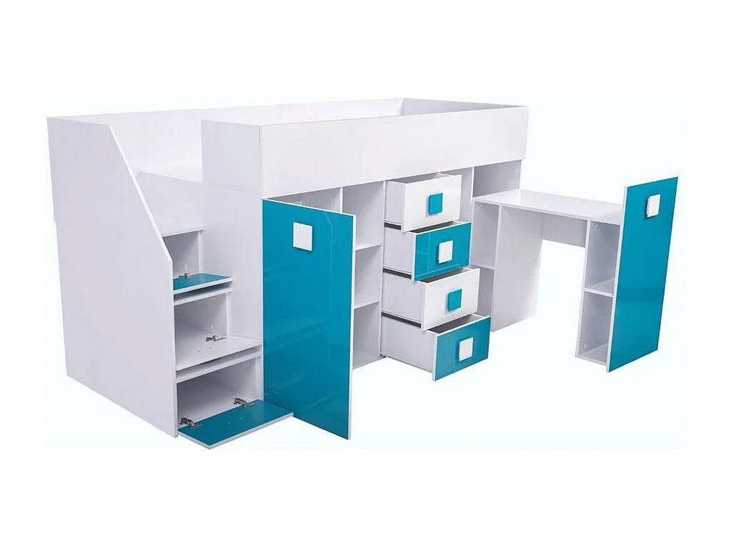 HOCHBETT Toledo Treppe links weiß / pink Hochglanz - Griffe weiß / pink 93 / 248,5 / 123cm