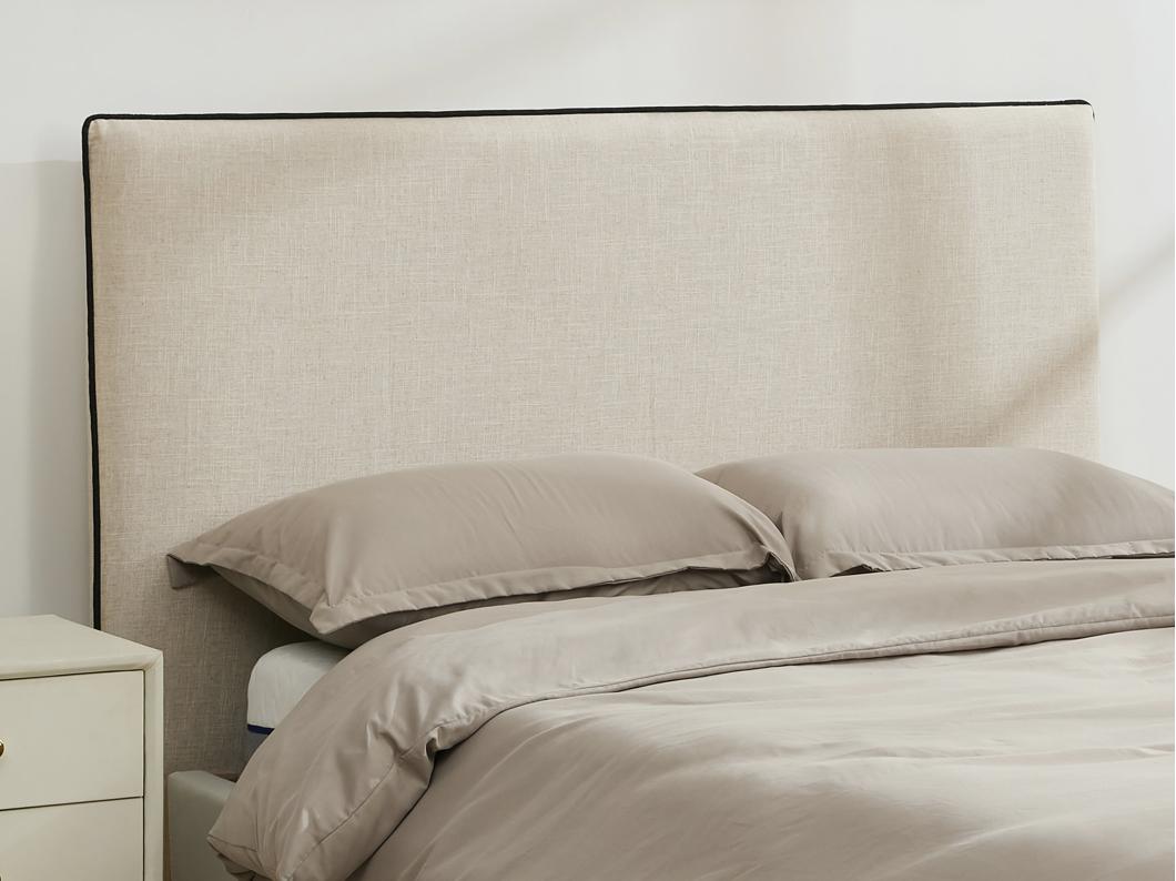 Cabecero desenfundable 150 cm - Algodón y lino - Beige y negro - CHESMA