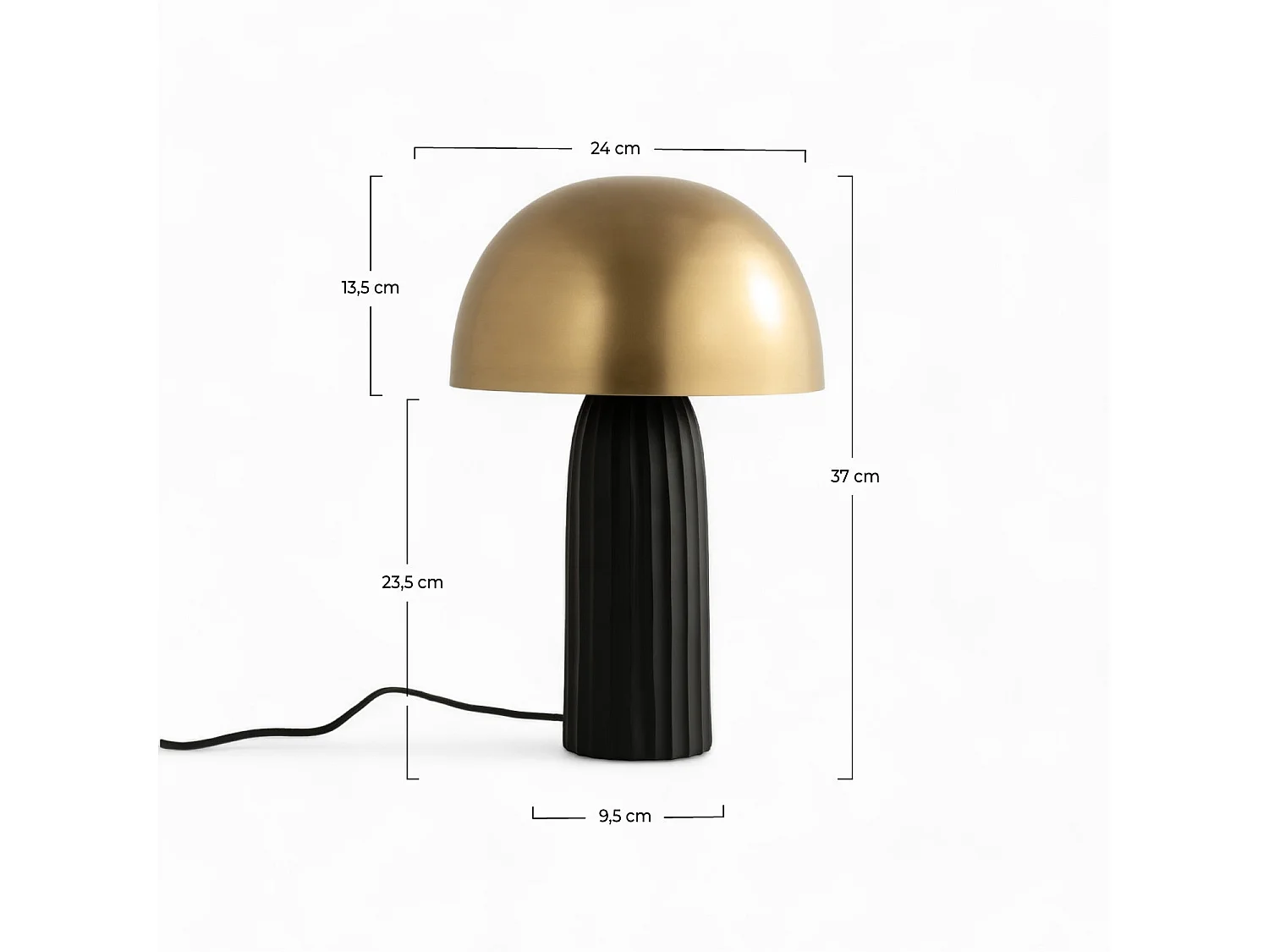 Lampada da tavolo in metallo nero e dorato - Joy