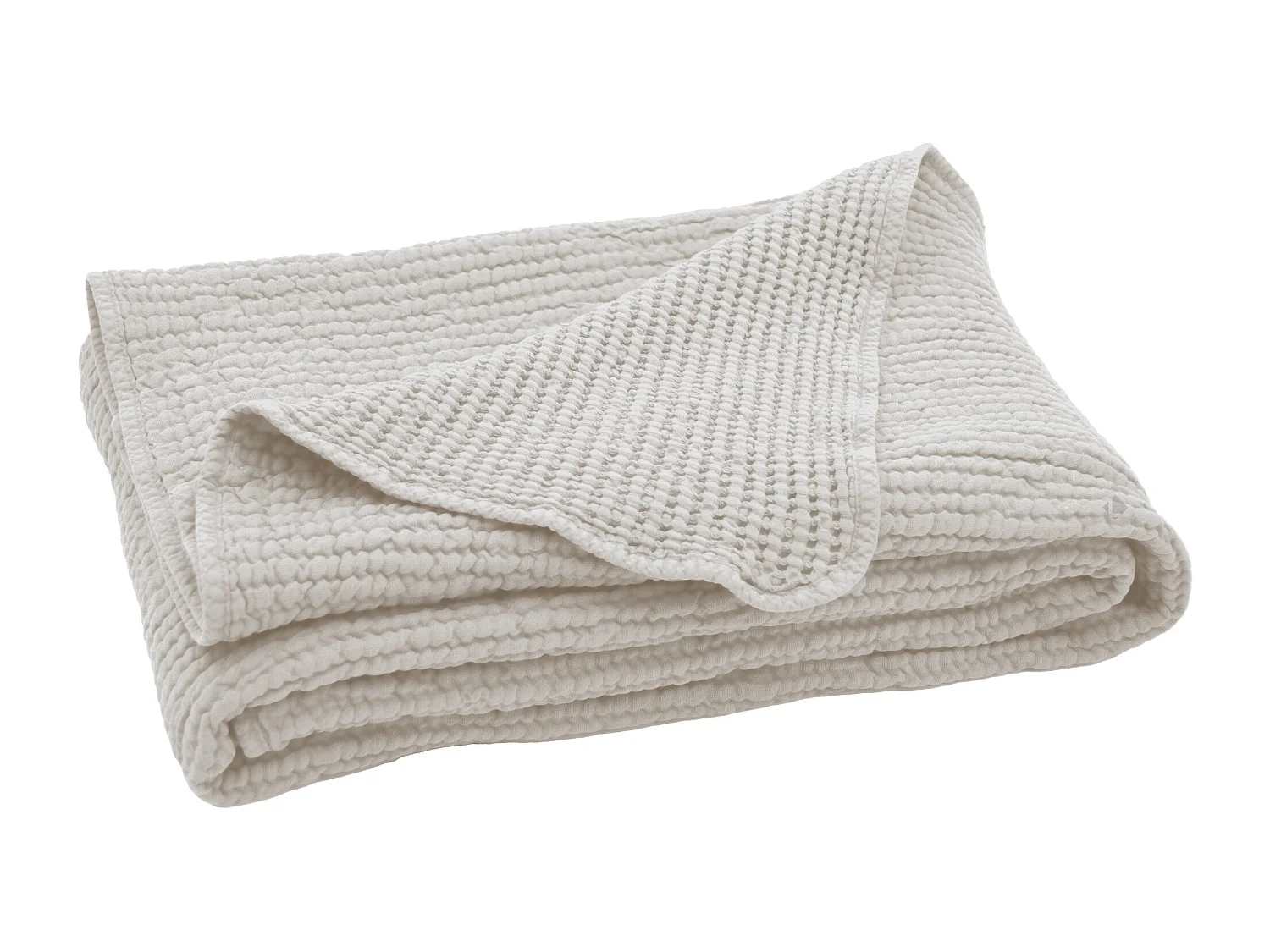 Dessus de lit réversible 230x250 cm JAIPUR en coton beige craie