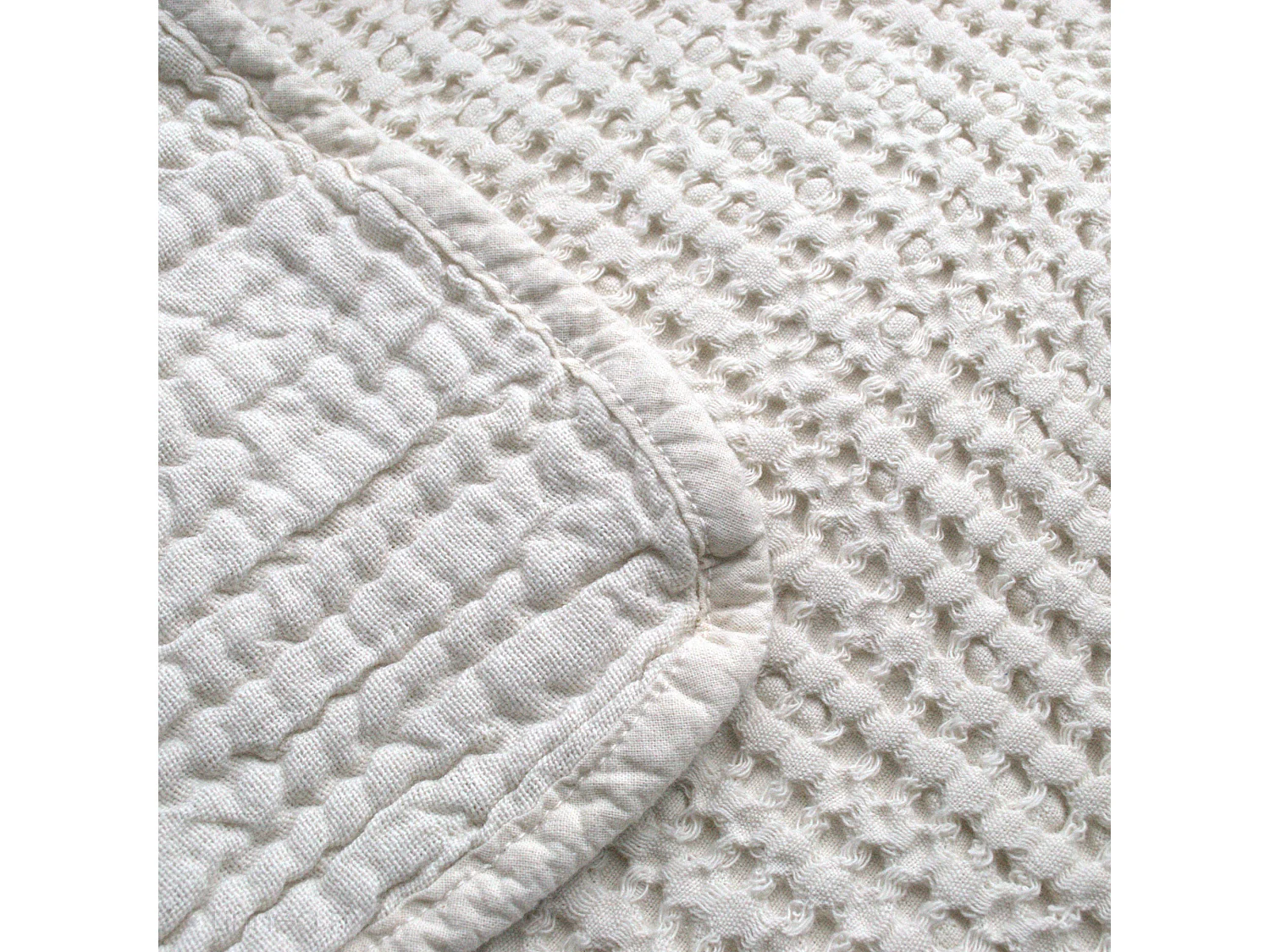 Dessus de lit réversible 230x250 cm JAIPUR en coton beige craie