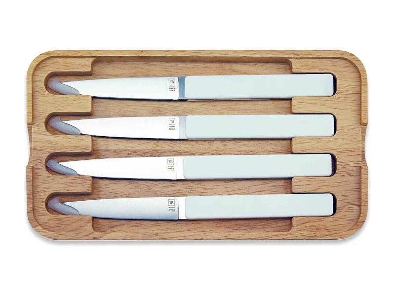 Coffret de 4 couteaux à steak Hector glacier, lame lisse