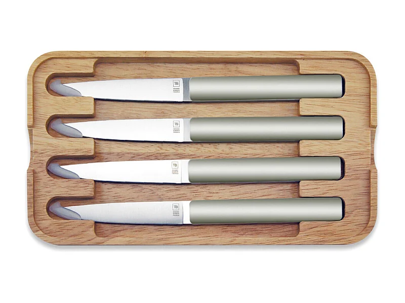 Coffret de 4 couteaux à steak Hector argile, lame lisse