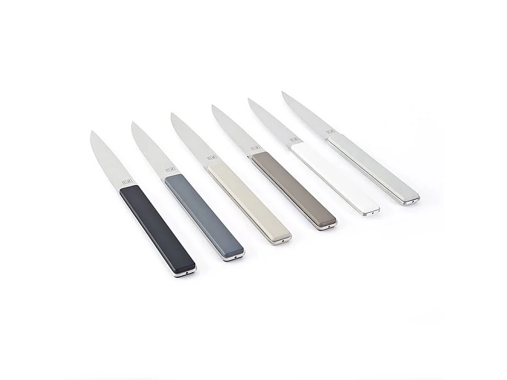 Coffret de 4 couteaux à steak Hector gris taupe, lame lisse