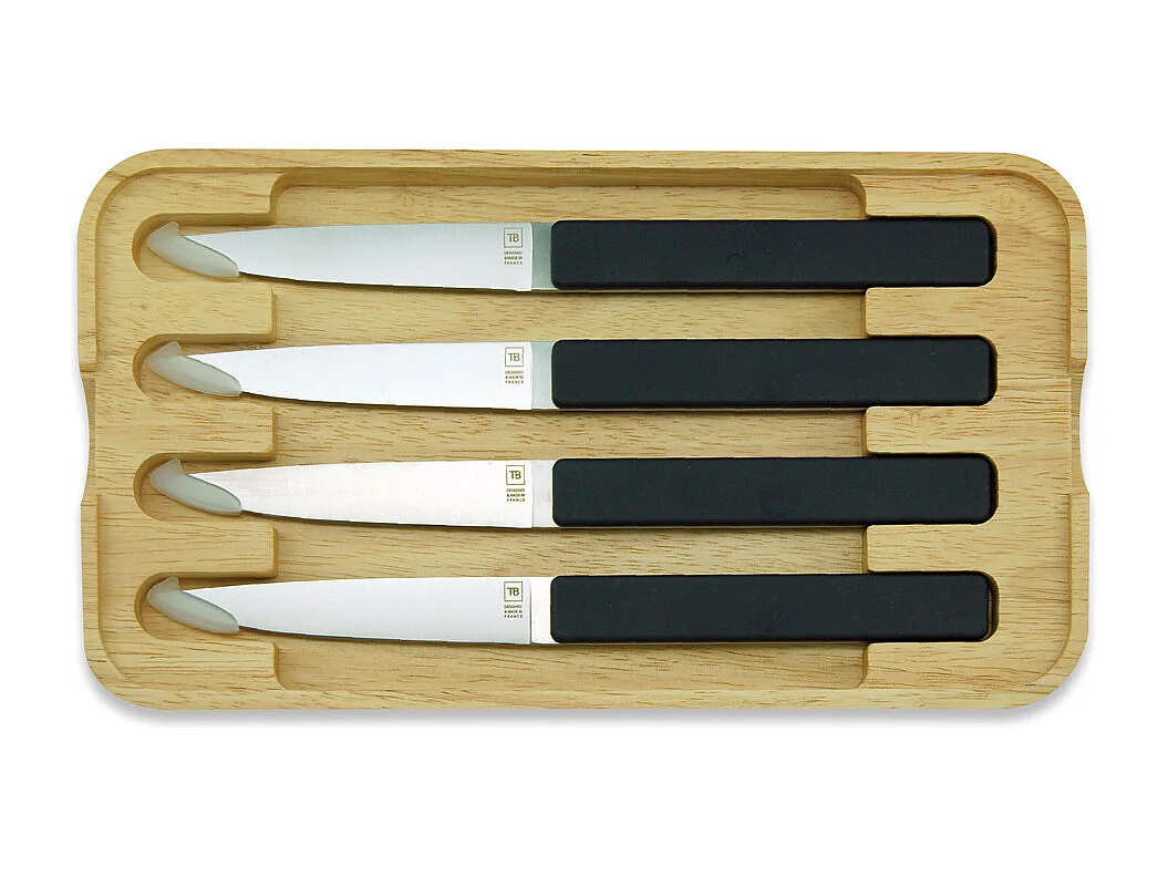 Coffret de 4 couteaux à steak Hector réglisse, lame lisse