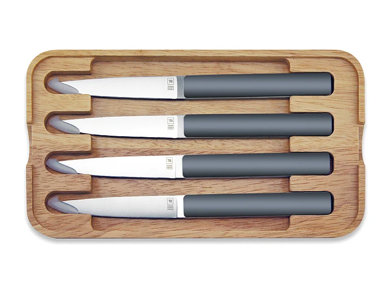 Coffret de 4 couteaux à steak Hector ardoise, lame lisse