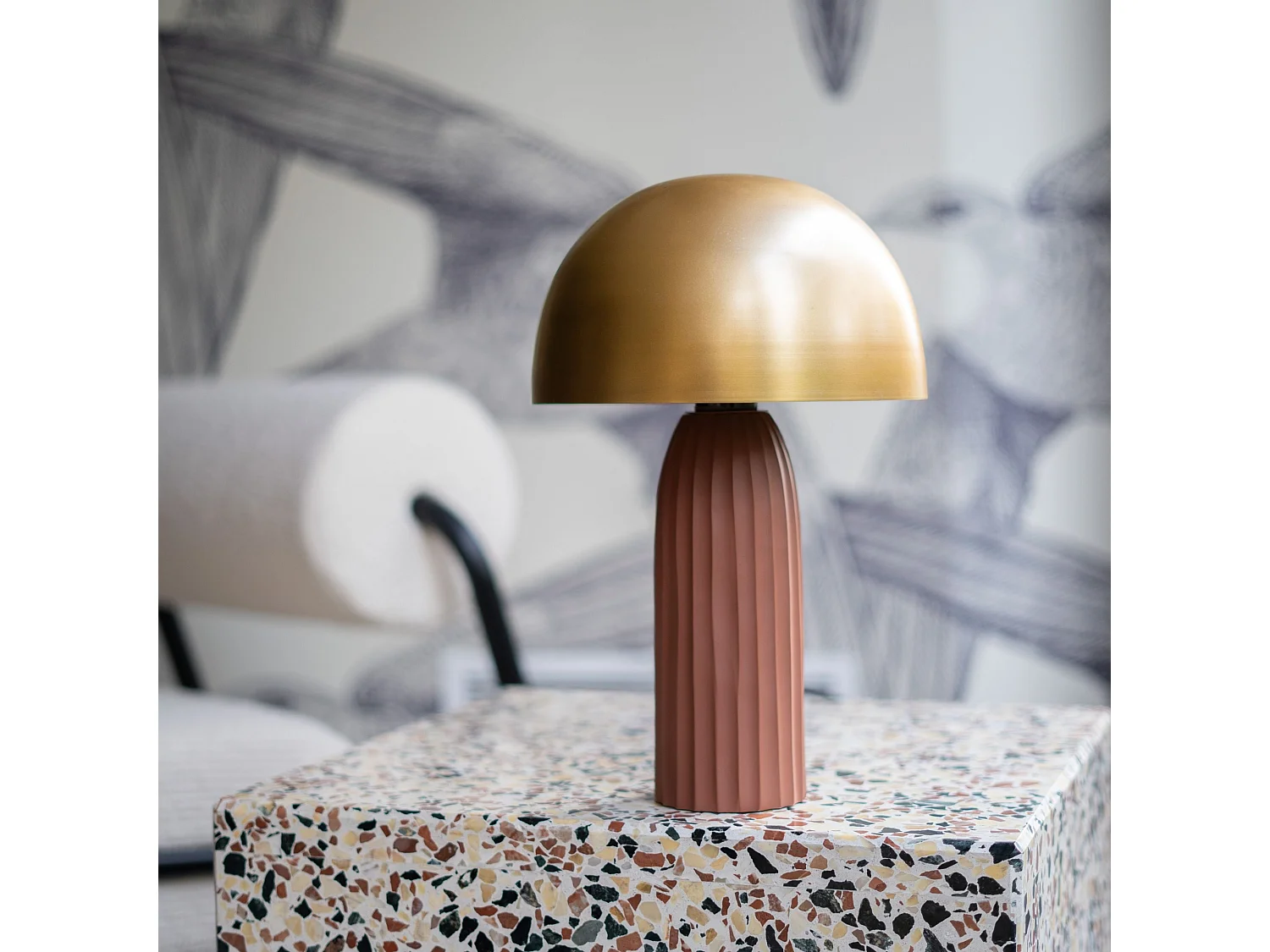 Lampe en métal terracotta et doré - Joy