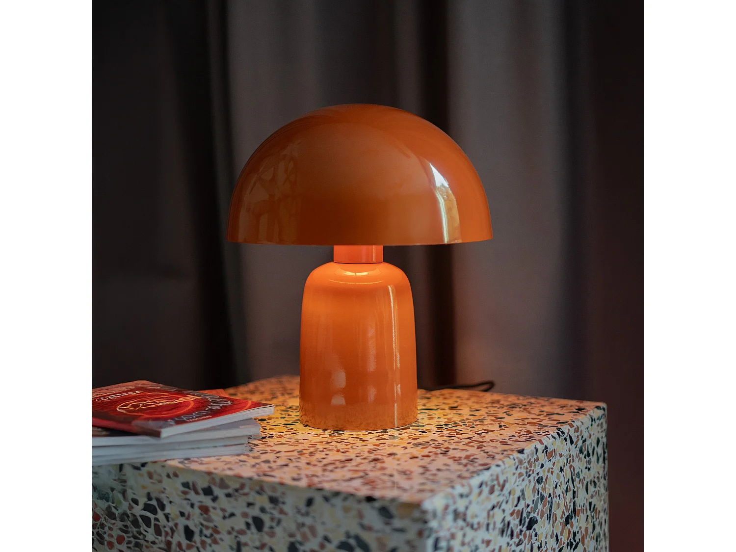 Lampe champignon en métal orange - Clara