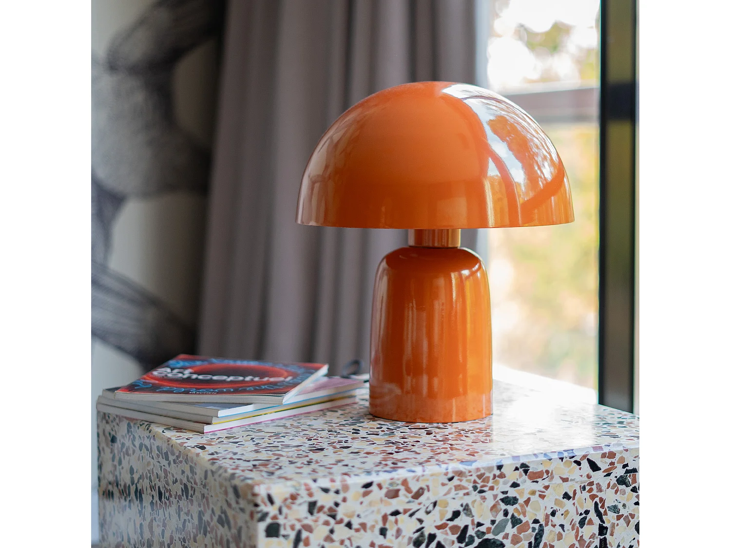 Lampada a fungo in metallo arancione - Clara