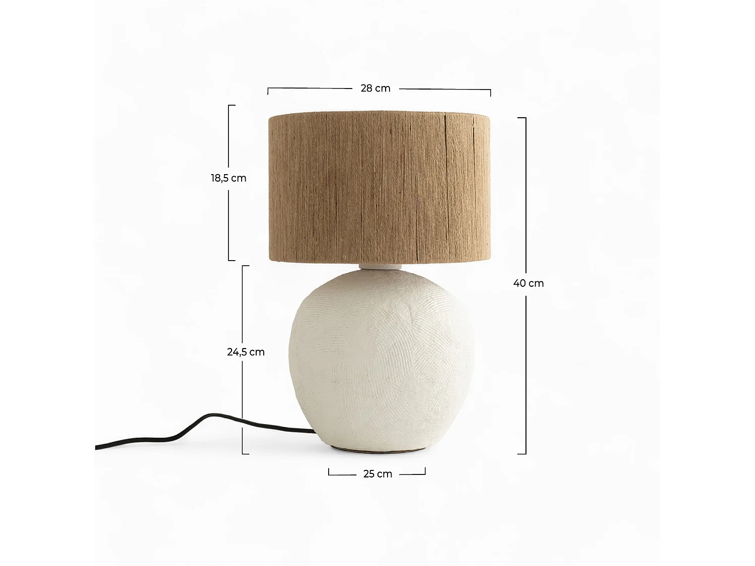 Lampe à poser en jute et papier blanc - Nina