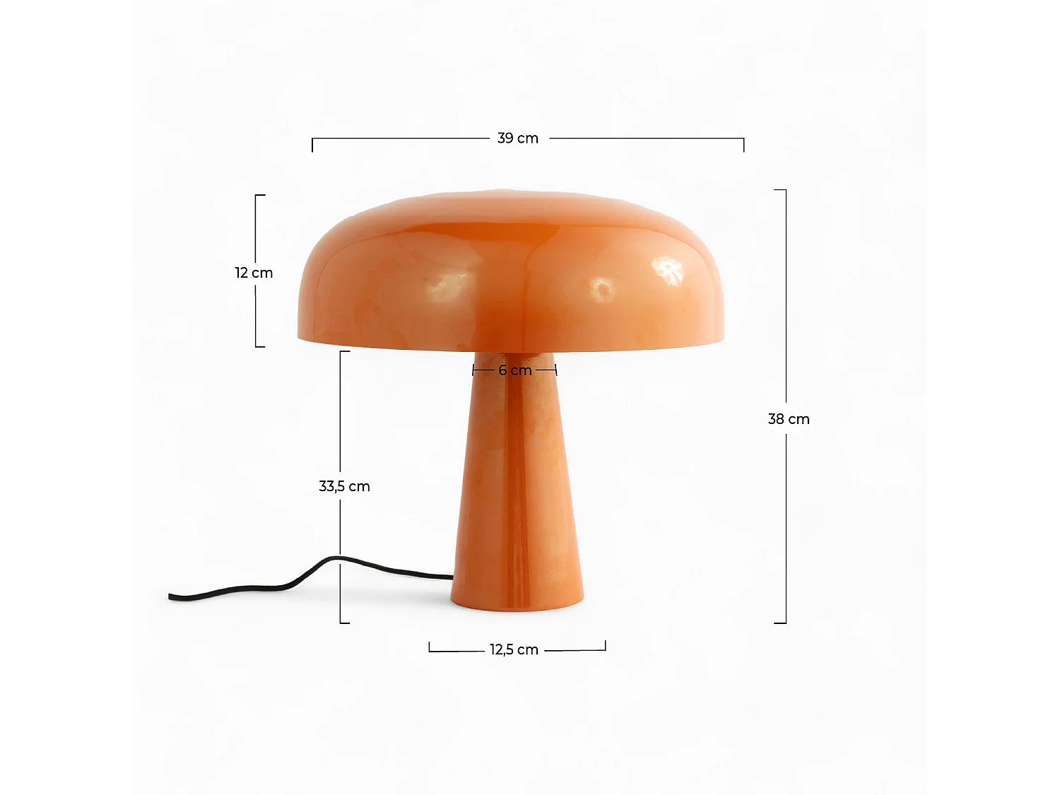 Lampada da tavolo in metallo arancione con finitura lucida - Livia