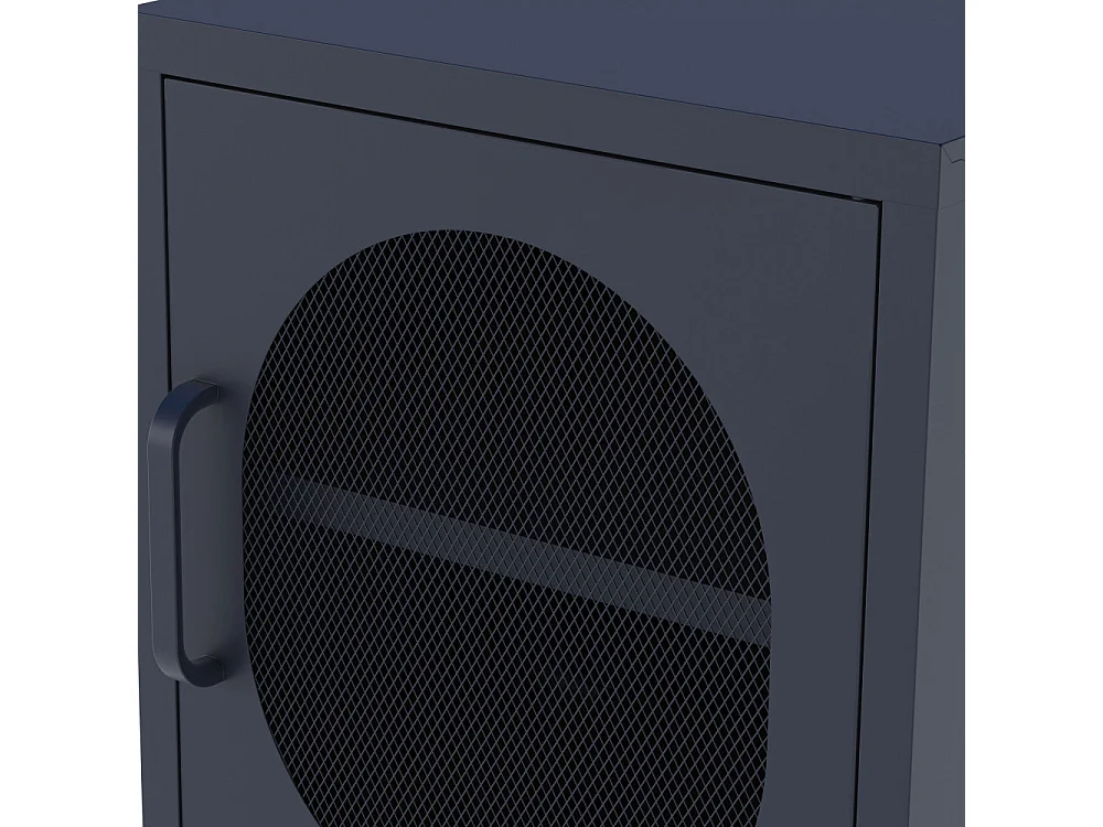 Zio - Table de chevet 1 porte en métal - Bleu nuit