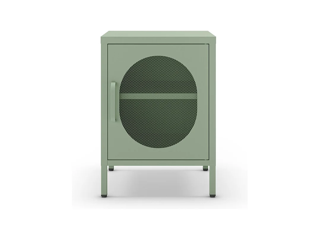 Zio - Table de chevet 1 porte en métal - Vert menthe
