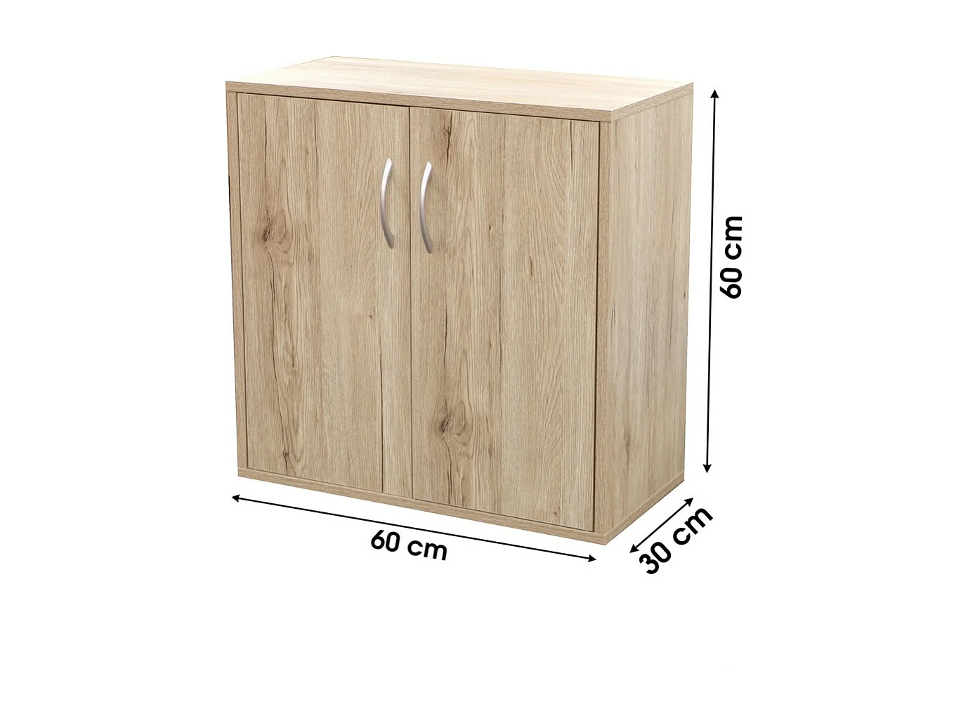 Schoenenkast 3 schappen met 2 deuren - 60x30xH60 cm, sonoma eiken kleur - Collectie SONORIA