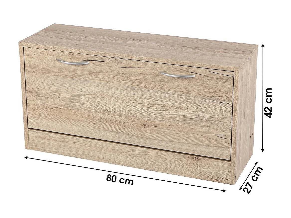 Meuble à chaussures 1 porte – 80x27xH42 cm, coloris chêne sonoma – Collection SONORIA