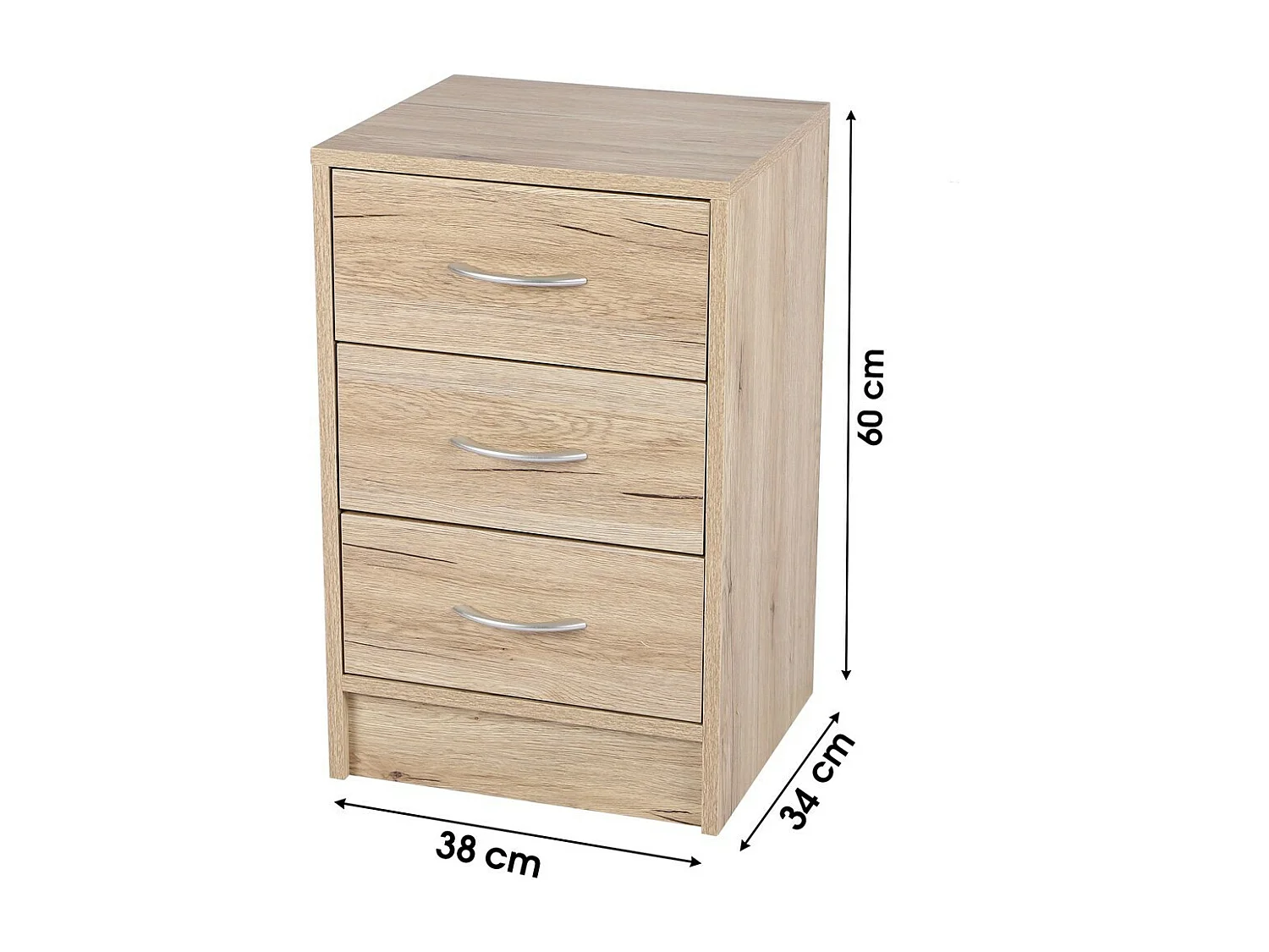 Meuble à chaussures 3 tiroirs – 38x34x60 cm, coloris chêne sonoma – Collection SONORIA