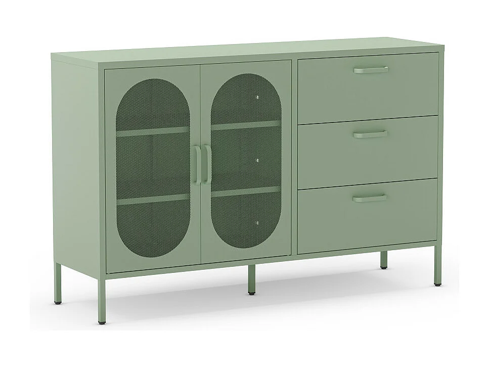 Zio - Buffet 2 portes en métal L140cm - Vert menthe
