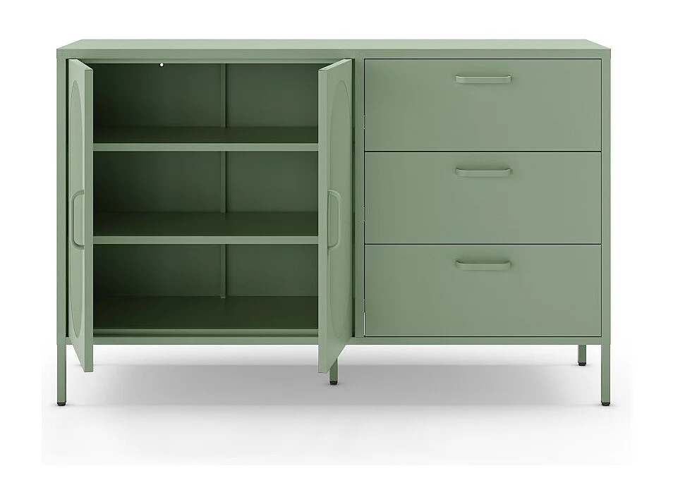 Zio - Buffet 2 portes en métal L140cm - Vert menthe