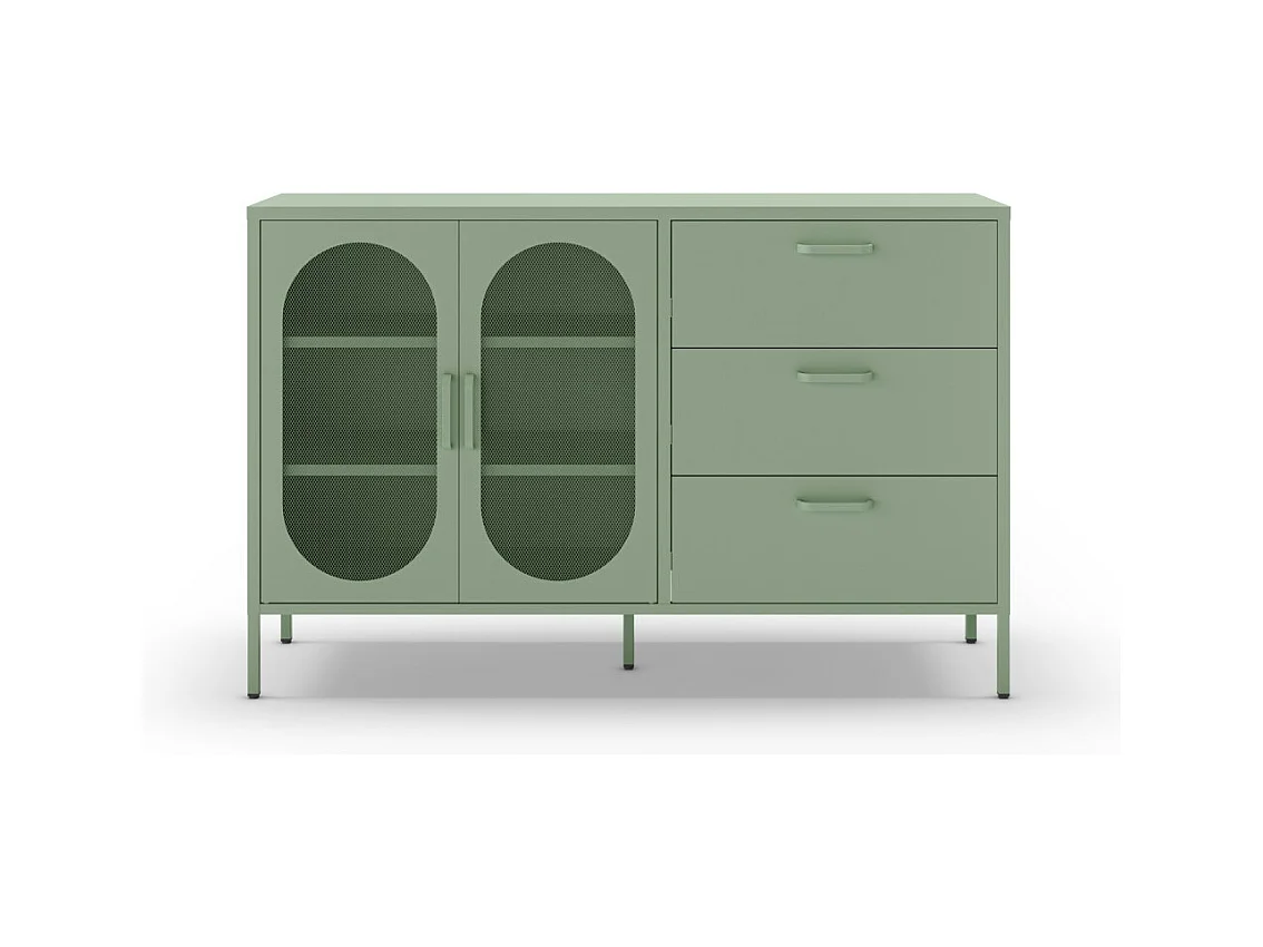 Zio - Buffet 2 portes en métal L140cm - Vert menthe