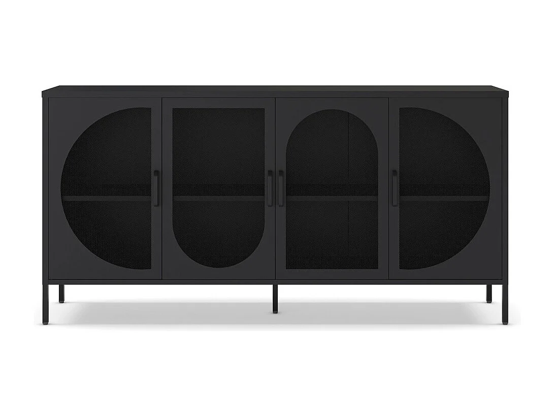 Zio - Buffet 4 portes en métal L160cm - Noir