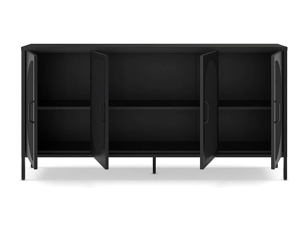 Zio - Buffet 4 portes en métal L160cm - Noir