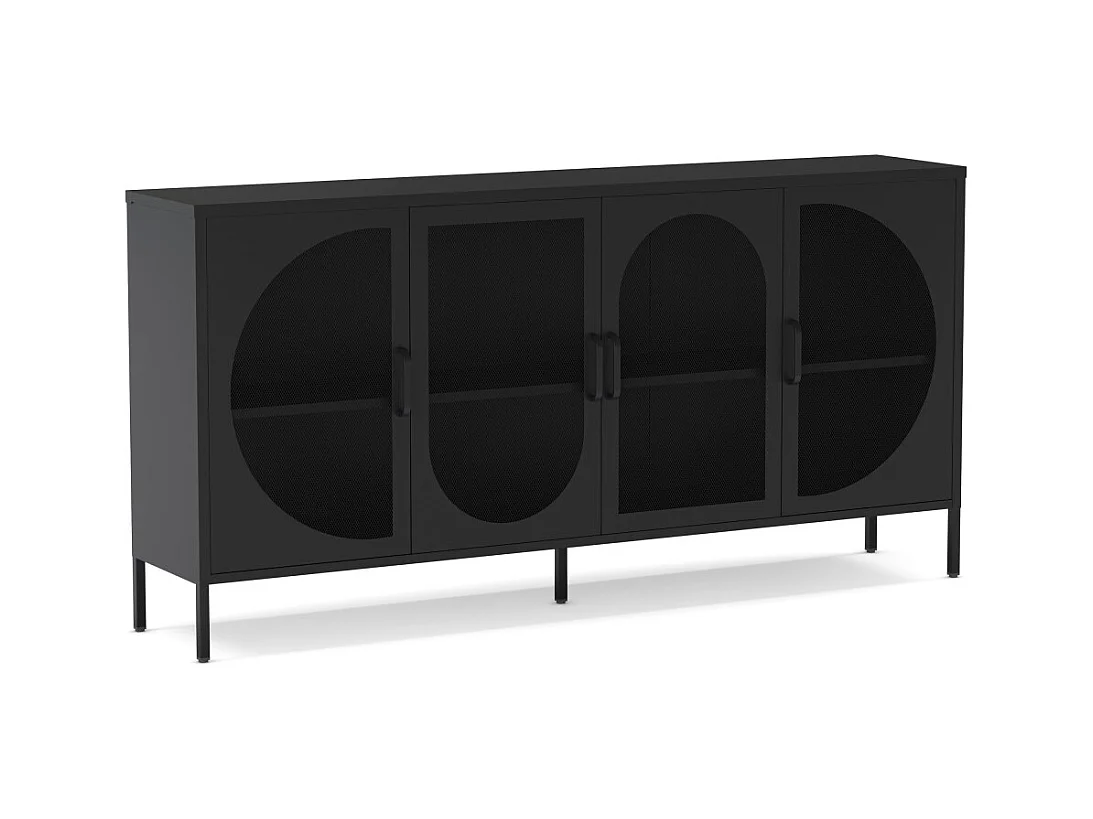 Zio - Buffet 4 portes en métal L160cm - Noir