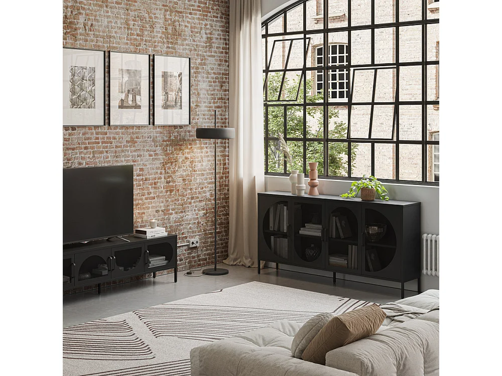 Dressoir Tayra - 160x40x90cm - Zwart