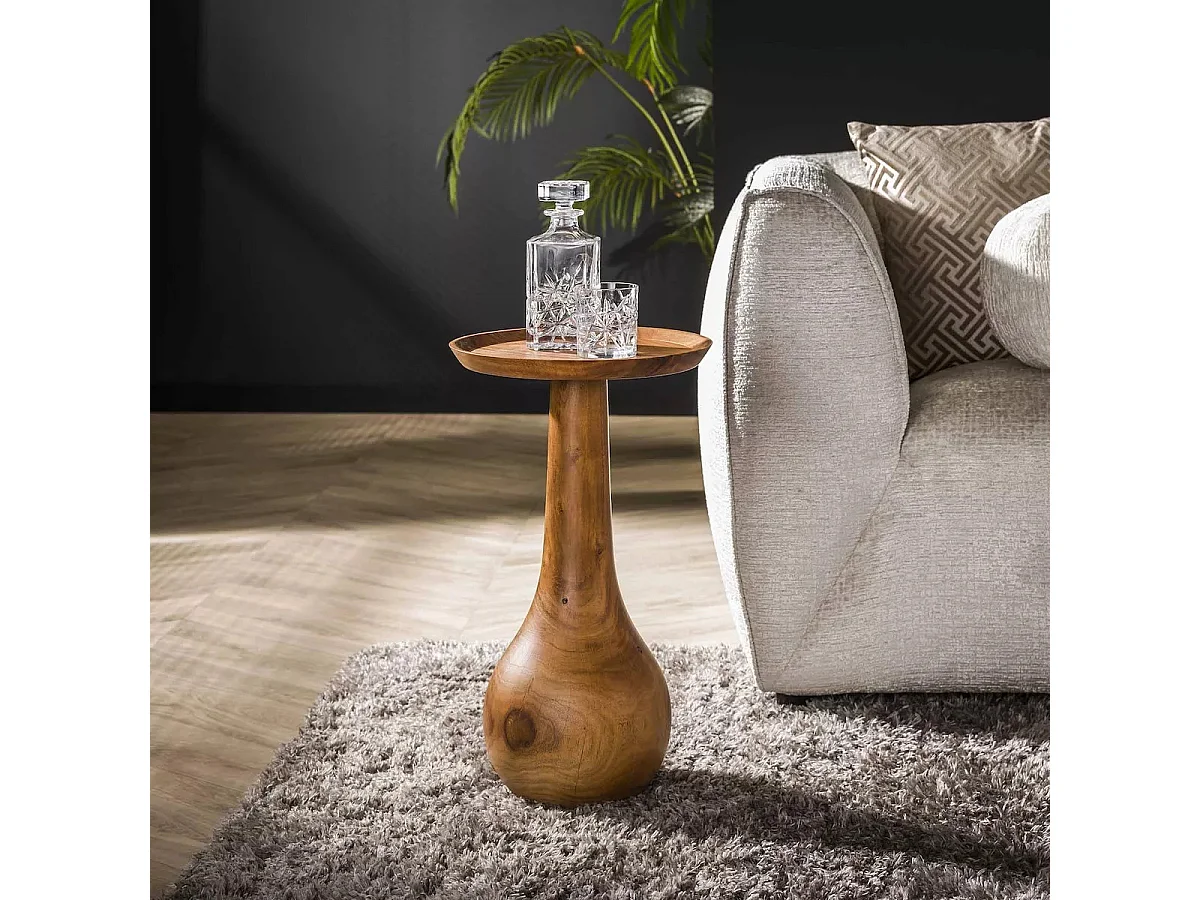 PANAMA - Table d'appoint ronde en acacia marron