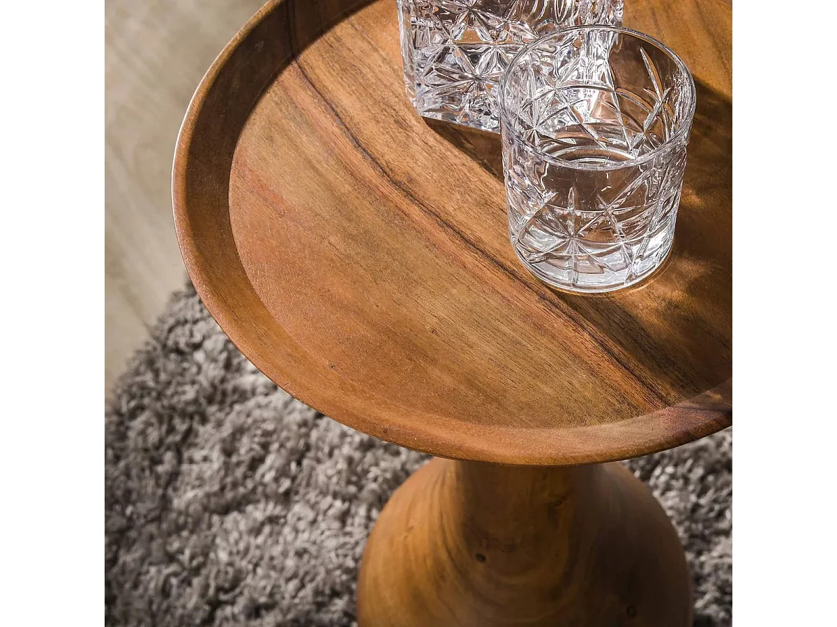 PANAMA - Table d'appoint ronde en acacia marron