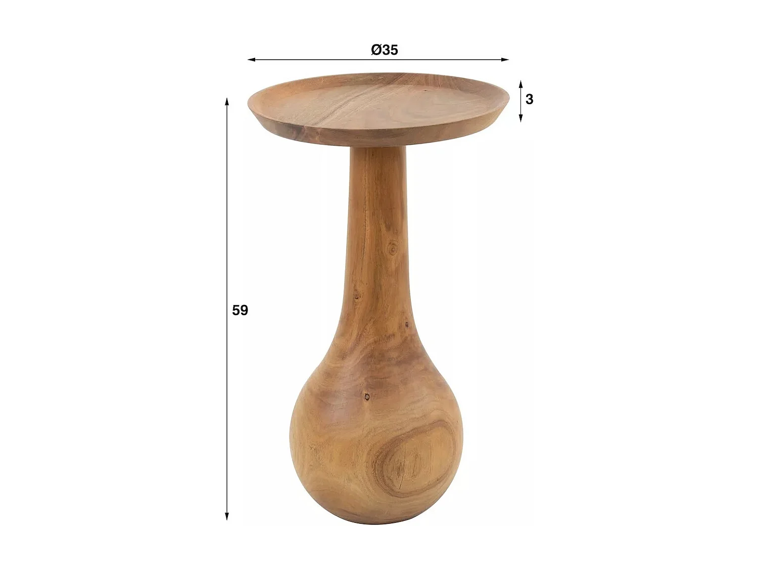 PANAMA - Table d'appoint ronde en acacia marron