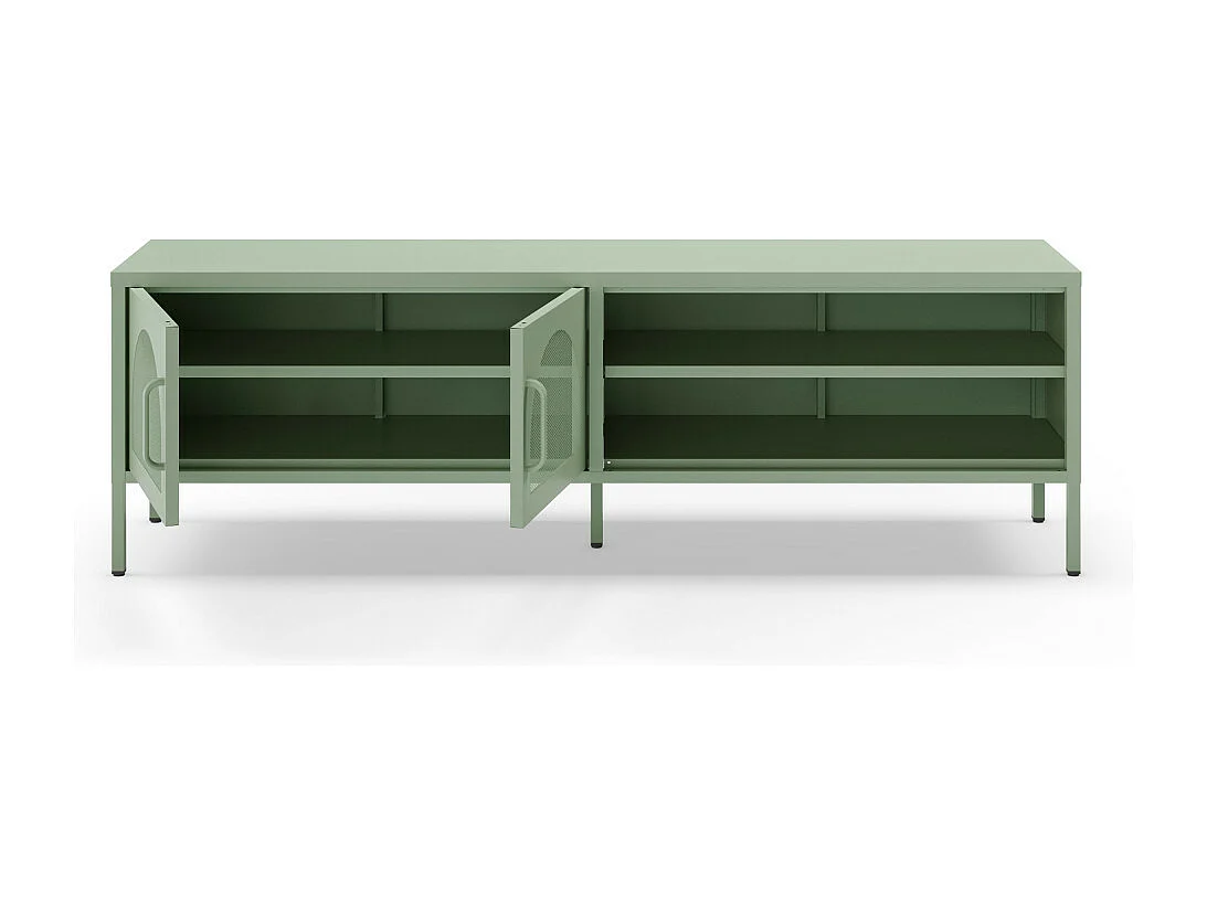 Zio - Meuble TV 2 portes en métal L160cm - Vert menthe