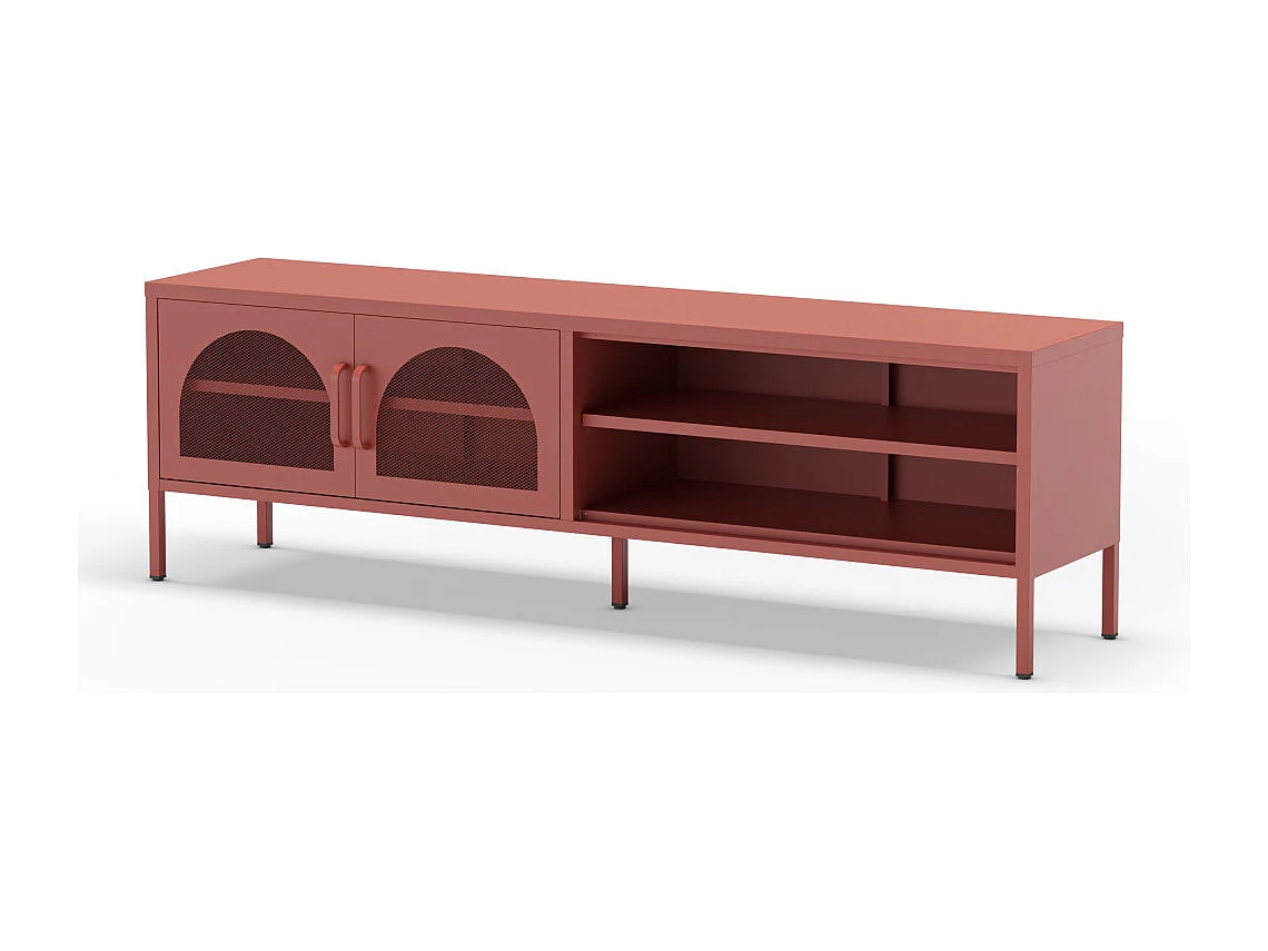 Zio - Meuble TV 2 portes en métal L160cm - Terracotta