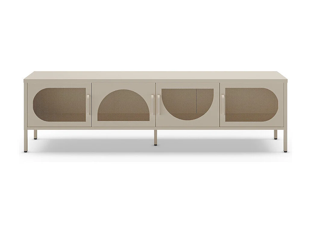 Zio - Meuble TV 4 portes en métal L180cm - Beige