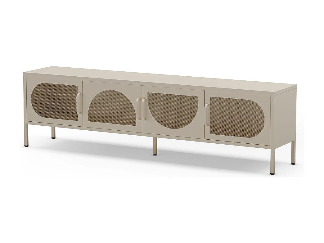 Zio - Meuble TV 4 portes en métal L180cm - Beige