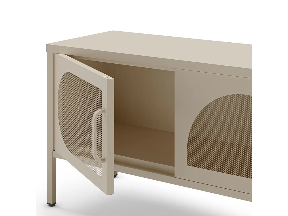 Zio - Meuble TV 4 portes en métal L180cm - Beige