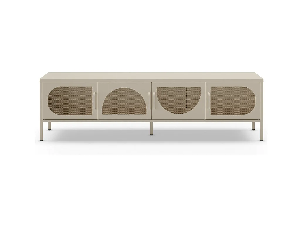 Porta TV in metallo Tayra con 4 ante reticolate crema 180x35x50H – Stile moderno e anima industrial